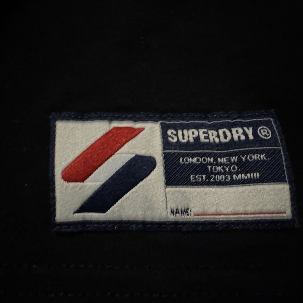 SUPERDRY Chenille Patch And Embroidery Black Short Sleeved Tee Sz Small - Picture 7 of 9